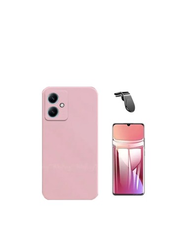 Kit Película Hydrogel Full Cover Frente + Capa Silicone Líquido + Suporte Magnético L Safe Driving Carro Phonecare para Xiaomi R