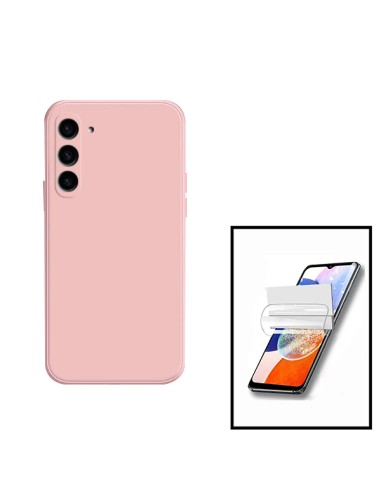 Kit Película Hydrogel Full Cover Frente + Capa Silicone Líquido para Samsung Galaxy A34 5G - Rosa