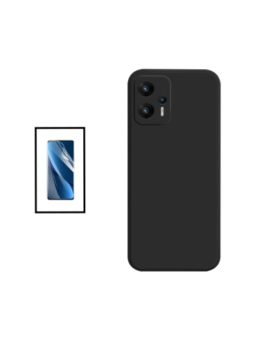 Kit Película Hydrogel Full Cover Frente + Capa Silicone Líquido para Xiaomi Redmi K50i - Preto