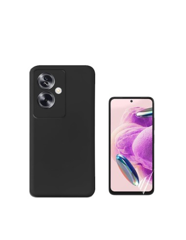 Kit Película Hydrogel Full Cover Frente + Capa Silicone Líquido Phonecare para Oppo A79 5G - Preto