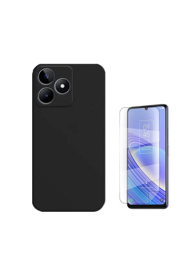 Kit Película Hydrogel Full Cover Frente + Capa Silicone Líquido Phonecare para Realme C53 - Preto