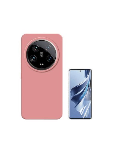 Kit Película Hydrogel Full Cover Frente + Capa Silicone Líquido Phonecare para Xiaomi 14 Ultra - Rosa