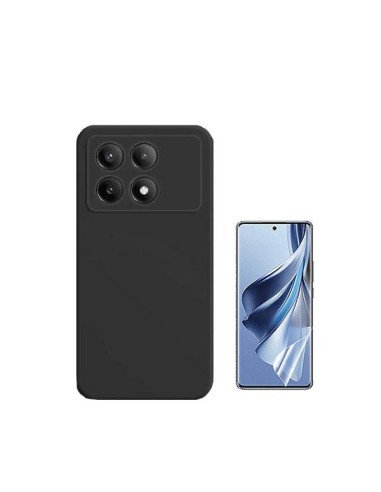 Kit Película Hydrogel Full Cover Frente + Capa Silicone Líquido Phonecare para Xiaomi Poco X6 Pro 5G - Preto