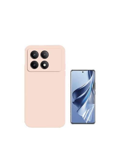 Kit Película Hydrogel Full Cover Frente + Capa Silicone Líquido Phonecare para Xiaomi Poco X6 Pro 5G - Rosa