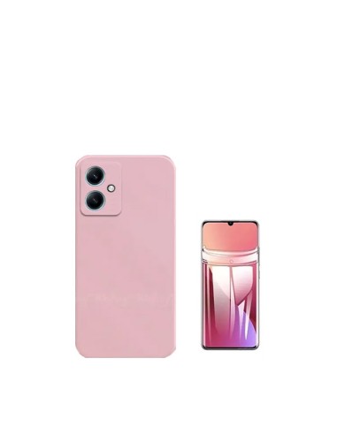 Kit Película Hydrogel Full Cover Frente + Capa Silicone Líquido Phonecare para Xiaomi Redmi 13C 5G - Rosa