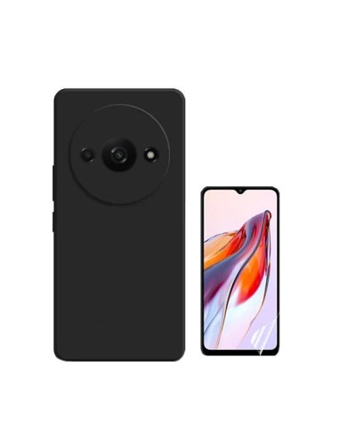 Kit Película Hydrogel Full Cover Frente + Capa Silicone Líquido Phonecare para Xiaomi Redmi A3 - Preto