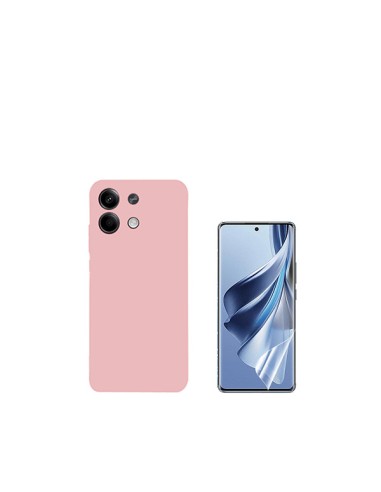 Kit Película Hydrogel Full Cover Frente + Capa Silicone Líquido Phonecare para Xiaomi Redmi Note 13 - Rosa