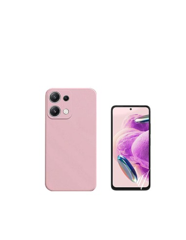 Kit Película Hydrogel Full Cover Frente + Capa Silicone Líquido Phonecare para Xiaomi Redmi Note 13 4G - Rosa