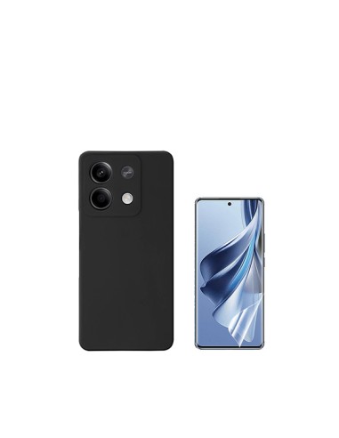 Kit Película Hydrogel Full Cover Frente + Capa Silicone Líquido Phonecare para Xiaomi Redmi Note 13 Pro - Preto