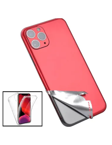 Kit Película Traseira Full-Edged SurfaceStickers + Capa 360° Impact Protection para iPhone 11 - Vermelho