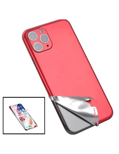 Kit Película Traseira Full-Edged SurfaceStickers + Película Hydrogel Frente para iPhone 11 Pro Max - Vermelho