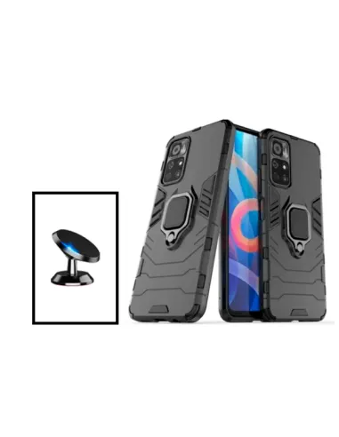 Kit Suporte Magnético + Capa Military para Xiaomi Poco M4 Pro 5G - Preto