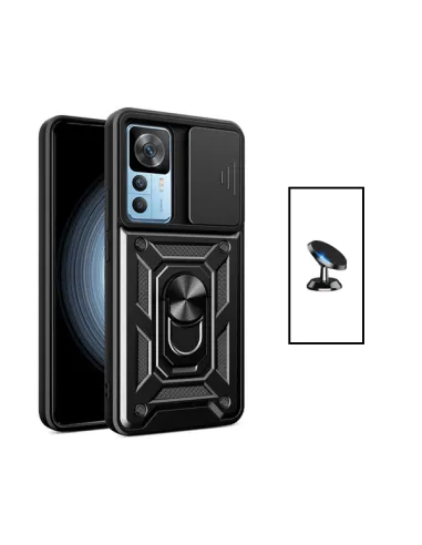 Kit Suporte Magnético + Capa Magnetic Slide Window para Xiaomi 12T Pro - Preto