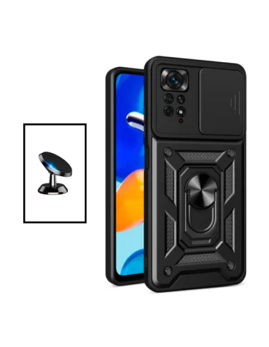 Kit Suporte Magnético + Capa Magnetic Slide Window para Xiaomi Redmi Note 11 Pro - Preto