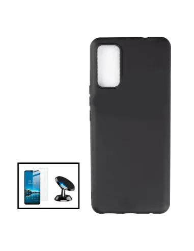 Kit Suporte Magnético + Capa Silicone Líquido + Vidro Temperado ClearGlass para TCL 20Y - Preto