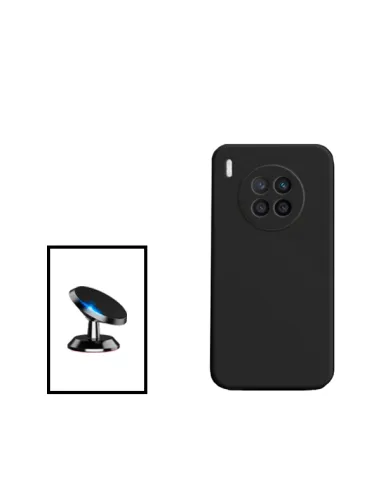 Kit Suporte Magnético + Capa Silicone Líquido para Honor 50 Lite - Preto