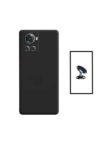 Kit Suporte Magnético + Capa Silicone Líquido para OnePlus 10R 150W - Preto