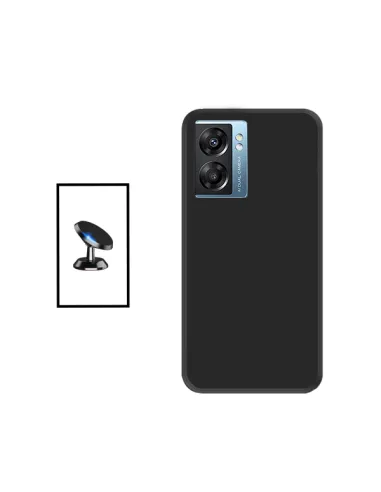 Kit Suporte Magnético + Capa Silicone Líquido para Oppo A77 - Preto