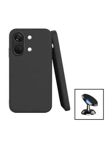 Kit Suporte Magnético + Capa Silicone Líquido para OnePlus Ace 2V - Preto