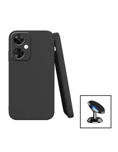 Kit Suporte Magnético + Capa Silicone Líquido para OnePlus Nord CE3 - Preto