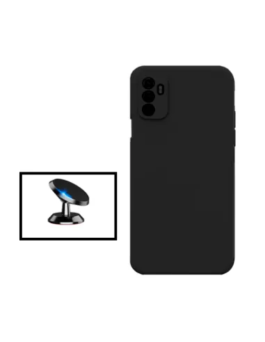 Kit Suporte Magnético + Capa Silicone Líquido para Oppo A11s - Preto