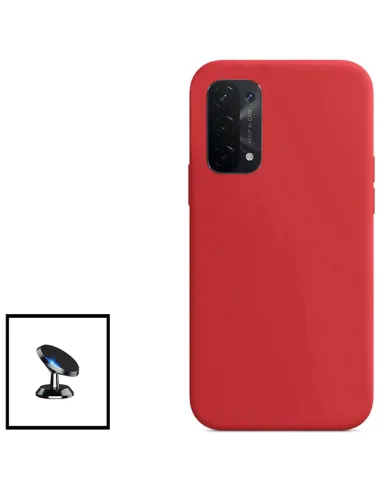 Kit Suporte Magnético + Capa Silicone Líquido para Oppo A16 - Vermelho