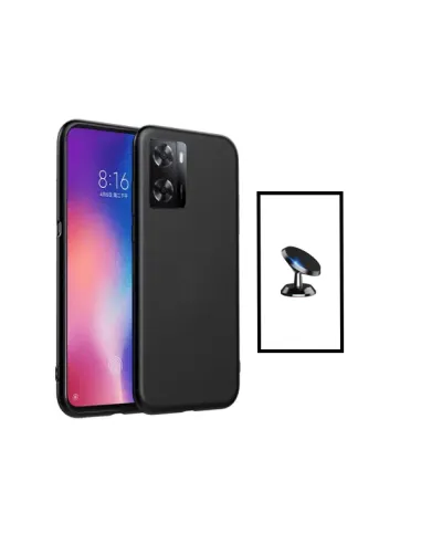 Kit Suporte Magnético + Capa Silicone Líquido para Oppo A57s - Preto