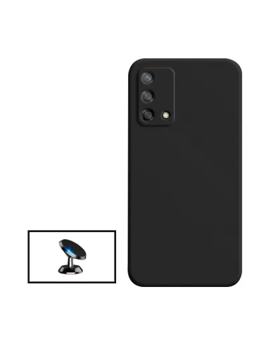 Kit Suporte Magnético + Capa Silicone Líquido para Oppo A95 - Preto