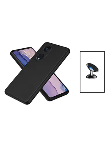 Kit Suporte Magnético + Capa Silicone Líquido para Oppo Reno8T 4G - Preto