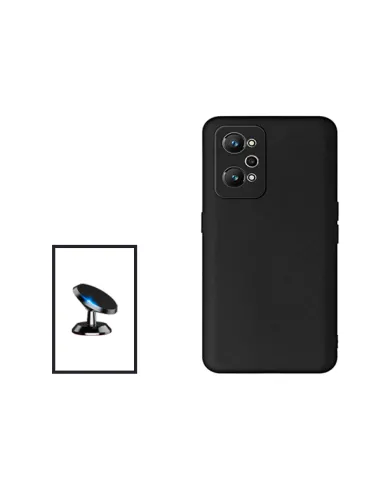 Kit Suporte Magnético + Capa Silicone Líquido para Realme Gt Neo2 - Preto