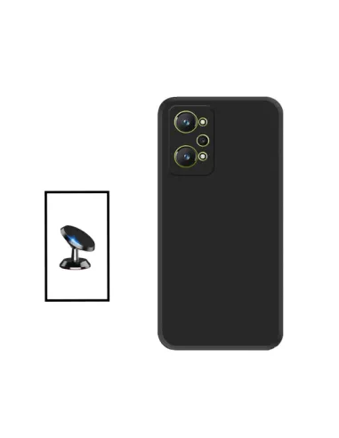 Kit Suporte Magnético + Capa Silicone Líquido para Realme GT2 - Preto