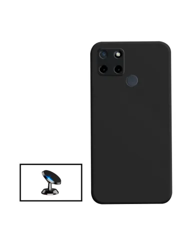 Kit Suporte Magnético + Capa Silicone Líquido para Realme Narzo 50A - Preto