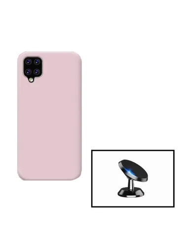 Kit Suporte Magnético + Capa Silicone Líquido para Samsung Galaxy A12 - Rosa