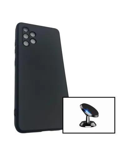 Kit Suporte Magnético + Capa Silicone Líquido para Samsung Galaxy A32 5G - Preto