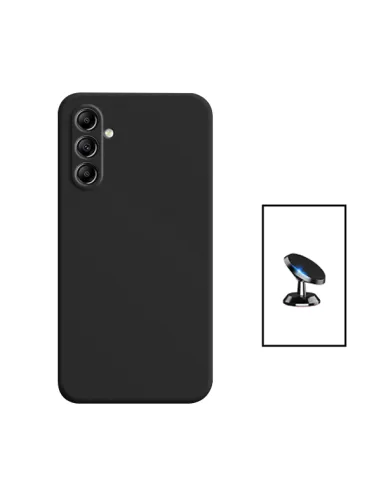 Kit Suporte Magnético + Capa Silicone Líquido para Samsung Galaxy A34 5G - Preto