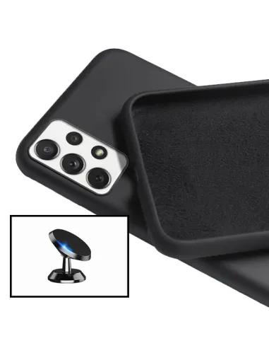 Kit Suporte Magnético + Capa Silicone Líquido para Samsung Galaxy A52 - Preto