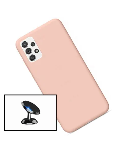 Kit Suporte Magnético + Capa Silicone Líquido para Samsung Galaxy A52 - Rosa