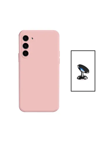 Kit Suporte Magnético + Capa Silicone Líquido para Samsung Galaxy A54 5G - Rosa