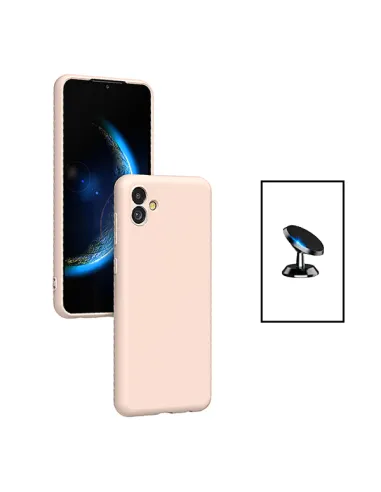 Kit Suporte Magnético + Capa Silicone Líquido para Samsung Galaxy M04 - Rosa