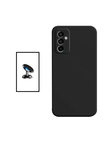 Kit Suporte Magnético + Capa Silicone Líquido para Samsung Galaxy M13 - Preto