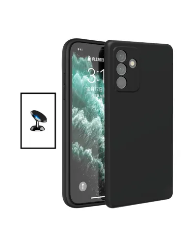 Kit Suporte Magnético + Capa Silicone Líquido para Samsung Galaxy M23 5G - Preto