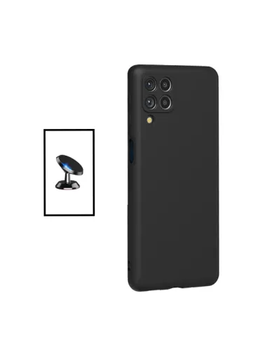 Kit Suporte Magnético + Capa Silicone Líquido para Samsung Galaxy M33 5G - Preto