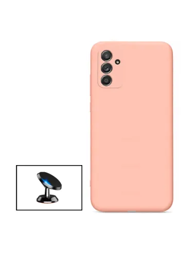 Kit Suporte Magnético + Capa Silicone Líquido para Samsung Galaxy M52 5G - Rosa