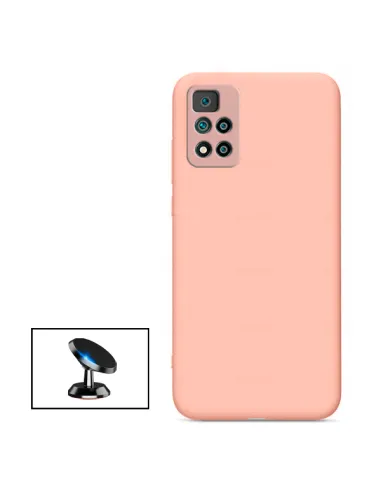 Kit Suporte Magnético + Capa Silicone Líquido para Xiaomi 11i HyperCharge - Rosa