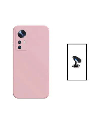 Kit Suporte Magnético + Capa Silicone Líquido para Xiaomi 12T Pro - Rosa