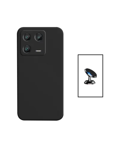 Kit Suporte Magnético + Capa Silicone Líquido para Xiaomi 13 - Preto