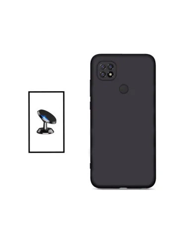 Kit Suporte Magnético + Capa Silicone Líquido para Xiaomi Poco C40 - Preto