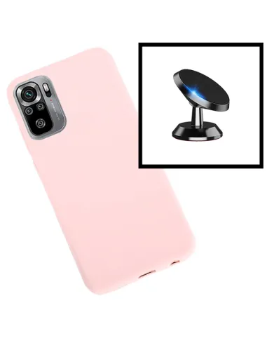 Kit Suporte Magnético + Capa Silicone Líquido para Xiaomi Poco M3 Pro - Rosa