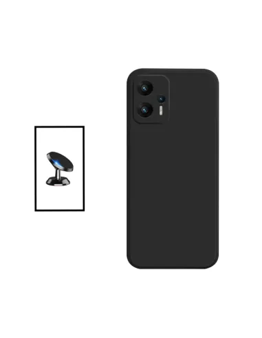 Kit Suporte Magnético + Capa Silicone Líquido para Xiaomi Poco X4 GT - Preto