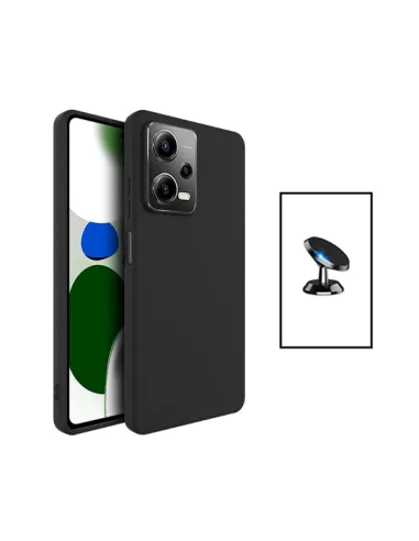 Kit Suporte Magnético + Capa Silicone Líquido para Xiaomi Poco X5 - Preto